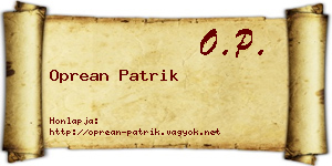 Oprean Patrik névjegykártya